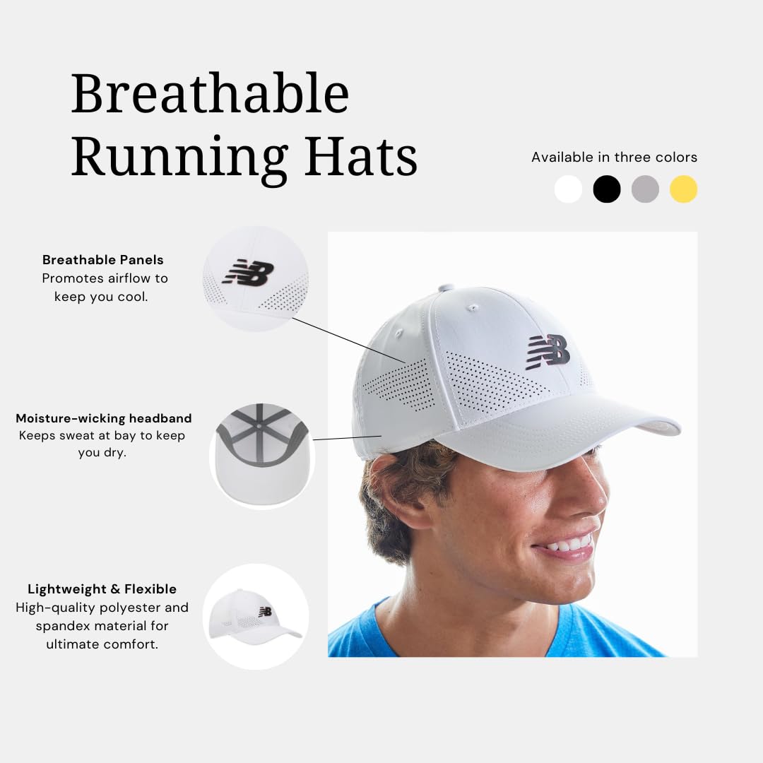 New Balance Adult Unisex 6 Panel Lightweight Adjustable Stretch Performance Workout Gym Running Mesh Hat - Image 7