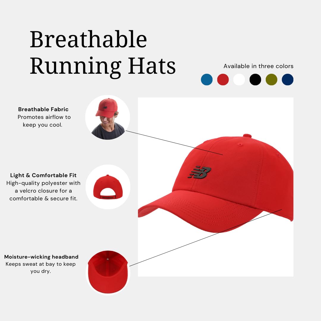 New Balance Adult Unisex 6 Panel Lightweight Adustable Performance Workout Gym Running Hat - Image 6